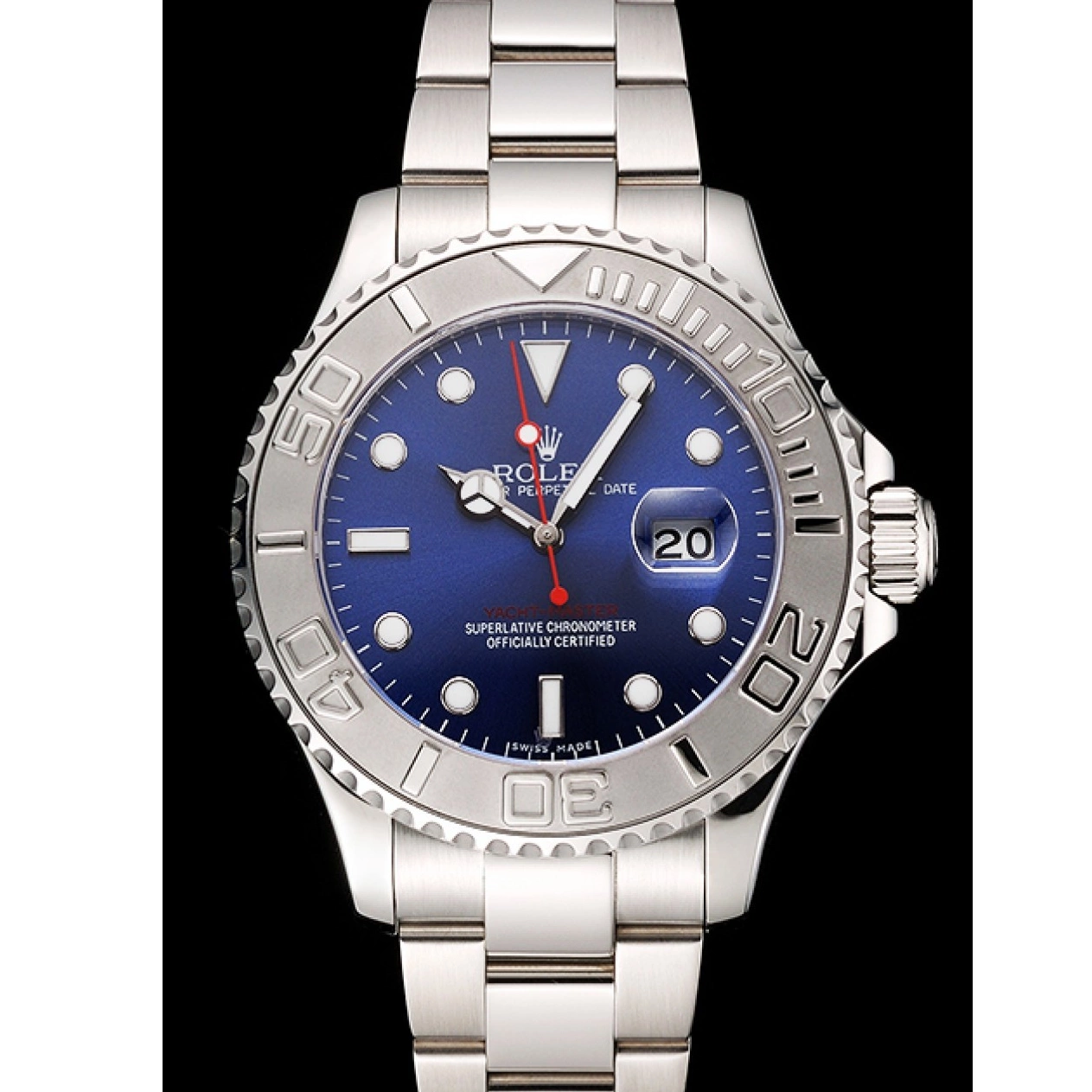 Rolex aaa copy Steel Rolex Bracelet Case Dial Stainless And Yacht-Master Blue 0729